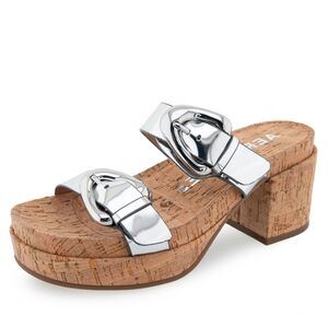 Aerosoles Womens Chance Silver Mirror Metallic PU 8 Medium